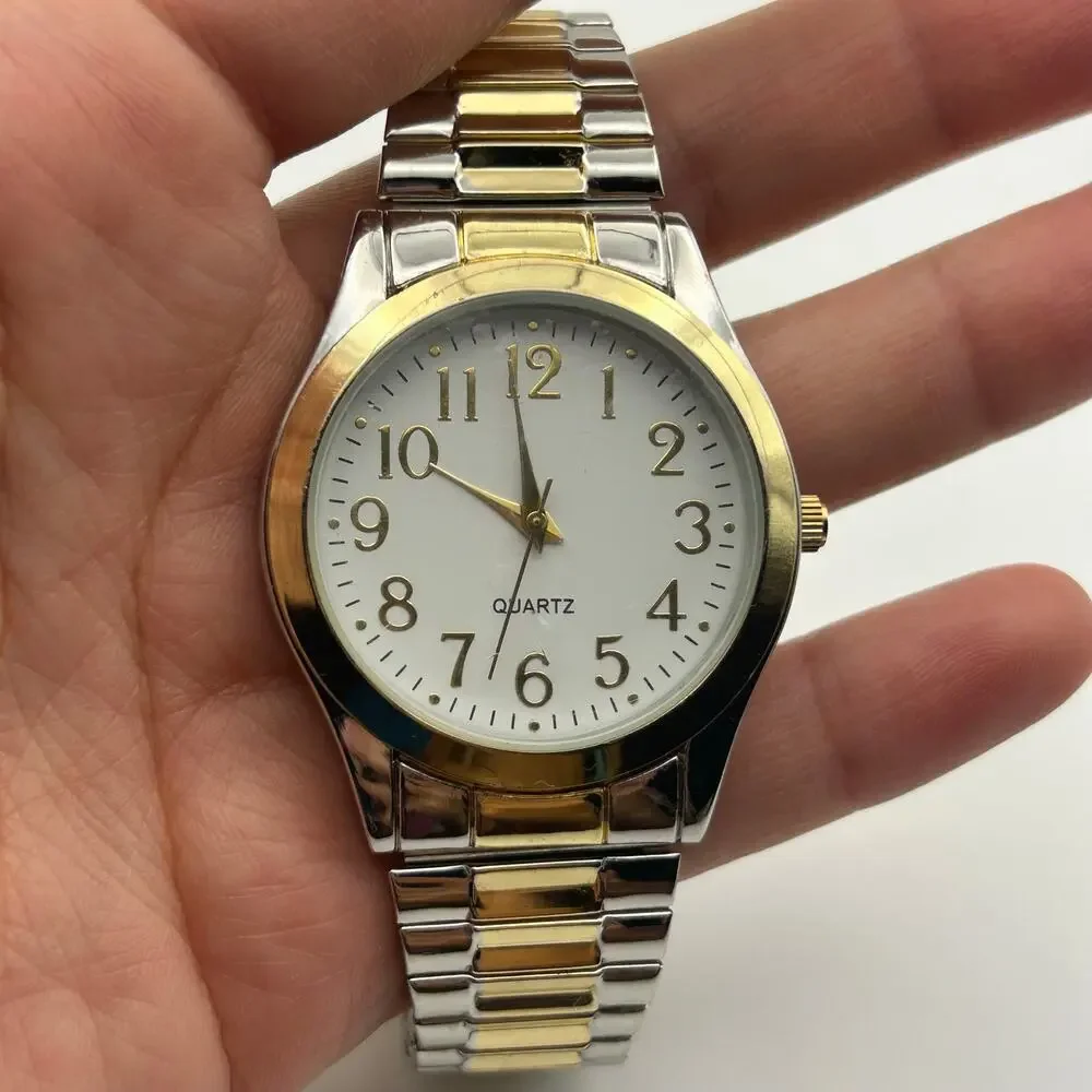 Accutime Watch Corp Two-tone St. Steel Classic Men’s Watch Working New Battery